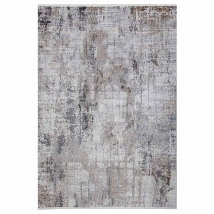 Grey Beige Anti-Slip Rug in Viscose and Acrylic with Design - President Viadurini