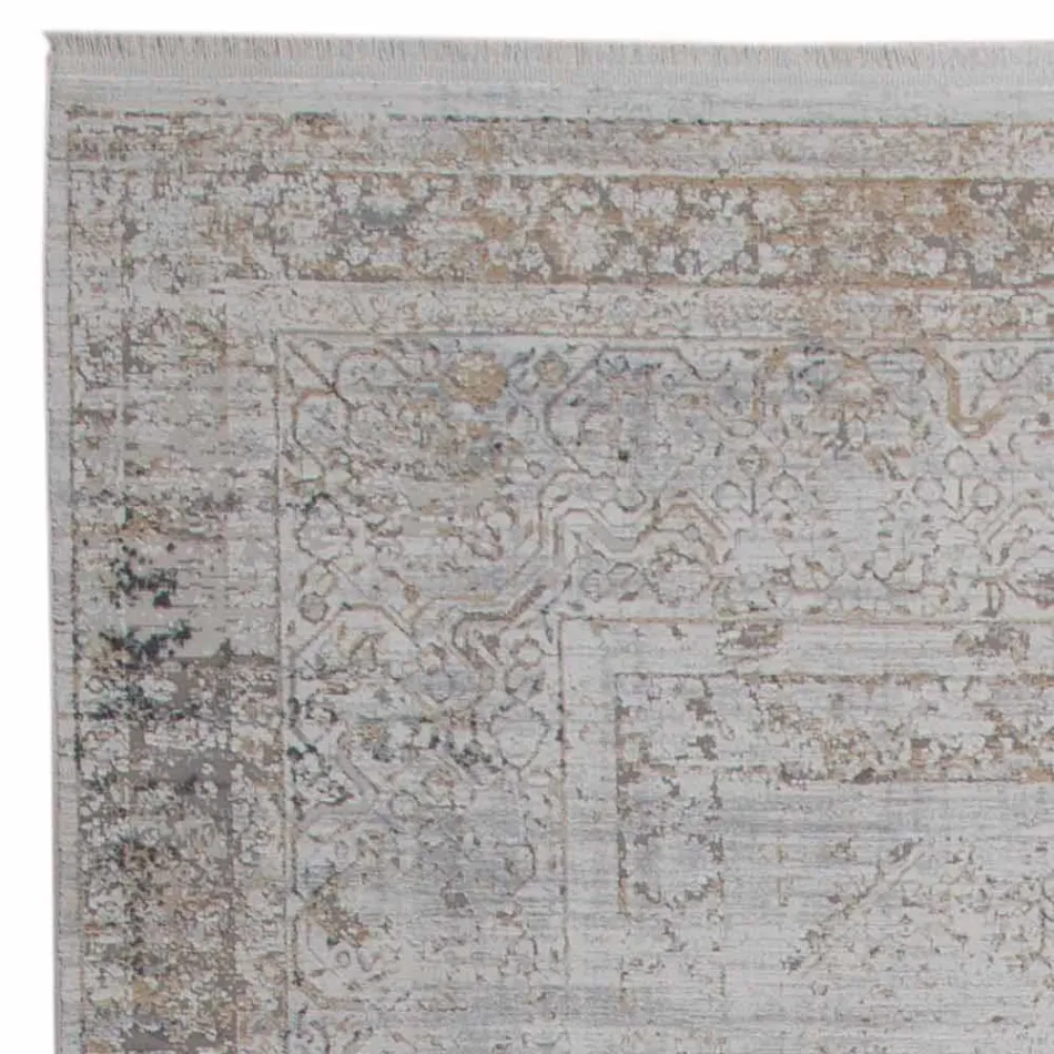 Acrylic and Viscose Anti-Slip Rug with Grey Beige Design - President Viadurini