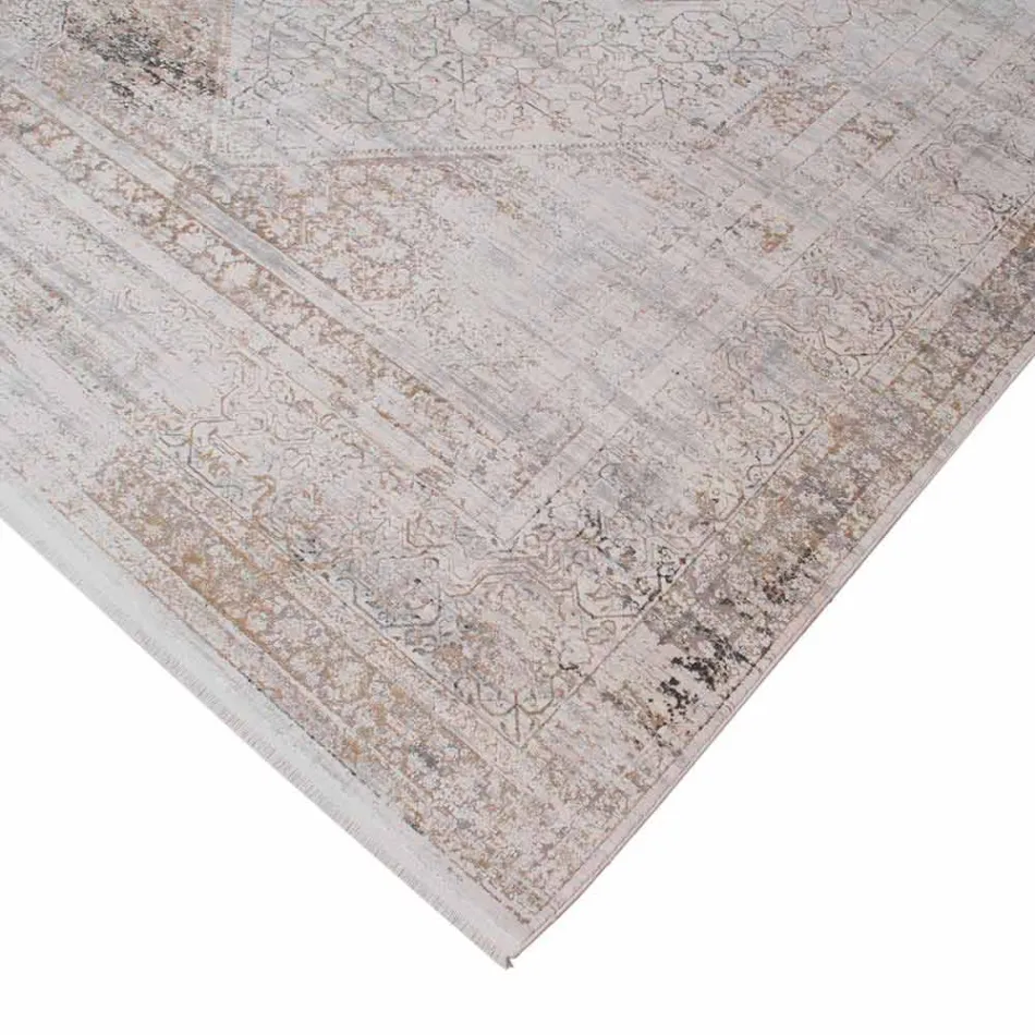 Acrylic and Viscose Anti-Slip Rug with Grey Beige Design - President Viadurini