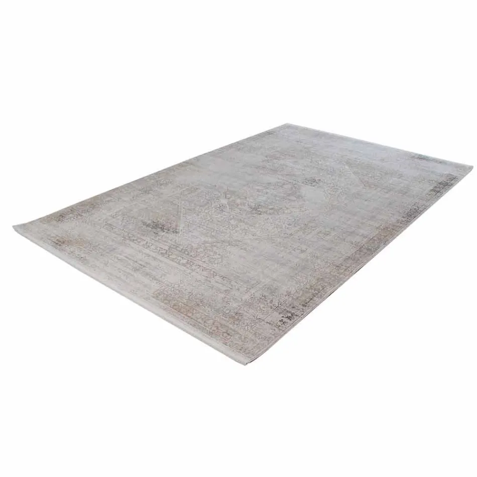 Acrylic and Viscose Anti-Slip Rug with Grey Beige Design - President Viadurini