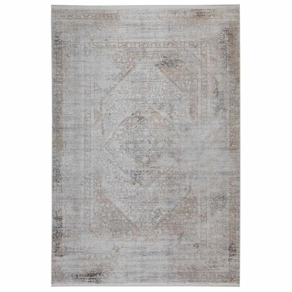 Acrylic and Viscose Anti-Slip Rug with Grey Beige Design - President Viadurini