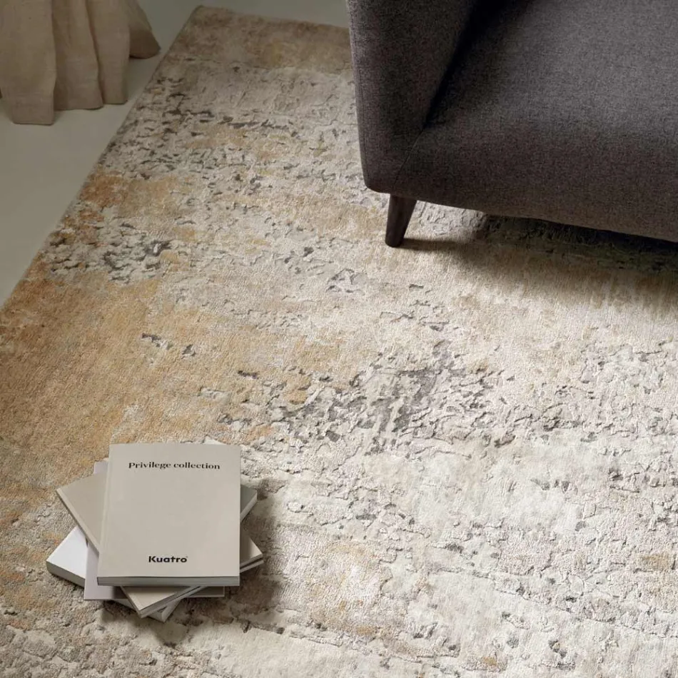 Modern Elegant Design Lounge Carpet in Bamboo Silk and Wool - Pasha Viadurini