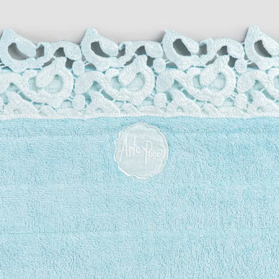 Cotton and Linen Sponge Bathroom Rug with Poema Lace 2 Colours - Cuorotto Viadurini