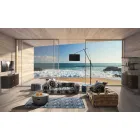 Rectangular Blue Kilim Cotton Rug with Colored Patchwork - Fibre Viadurini