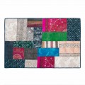 Rectangular Carpet in Blue Kilim Cotton or Colored Patchwork - Fibre