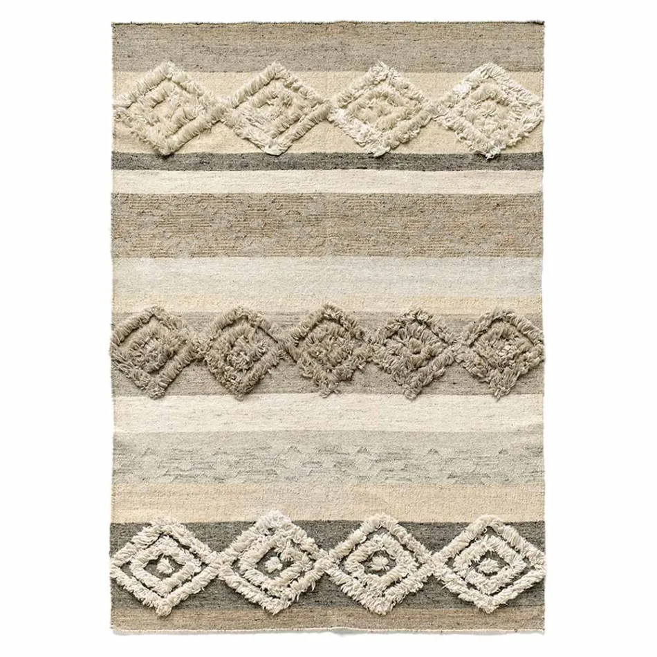 Rectangular Carpet in Wool, Cotton and Viscose for Modern Lounge - Zorro Viadurini