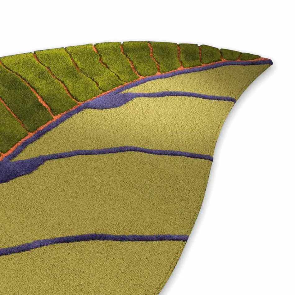 Leaf Shaped Lounge Rug in Hand-Tufted Wool Made in Italy - Acino Viadurini