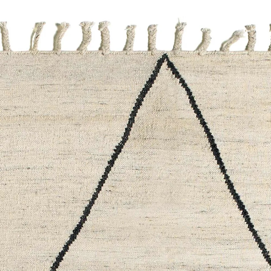 Wool and Cotton Lounge Carpet with Modern Geometric Design - Metria Viadurini