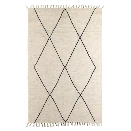 Wool and Cotton Lounge Carpet with Modern Geometric Design - Metria Viadurini