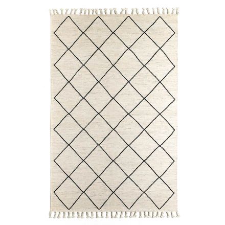 Modern Lounge Carpet with Geometric Pattern in Wool and Cotton - Metria Viadurini