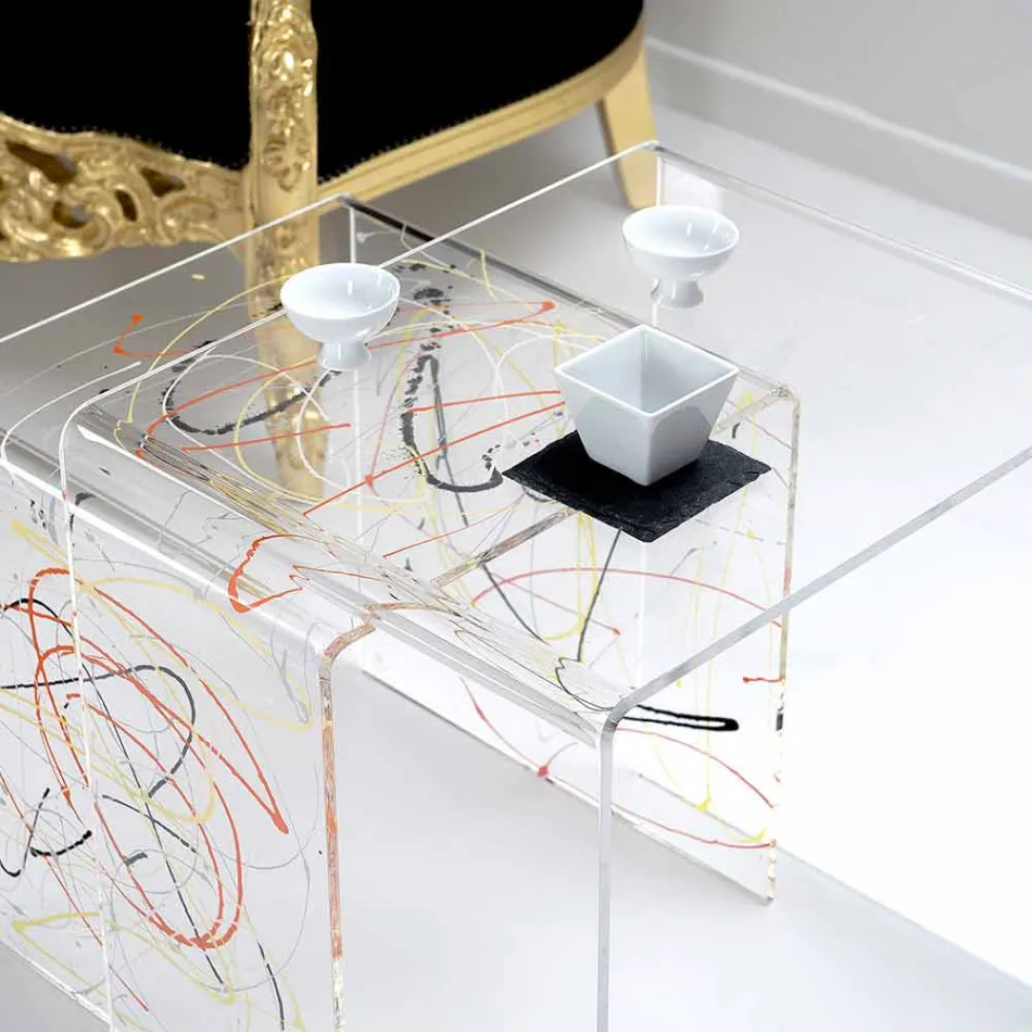 Design tables in colored plexiglass produced in Italy, Spinoso Viadurini