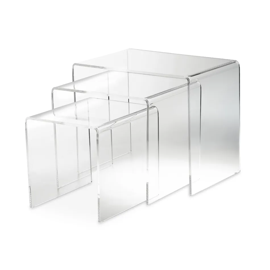 Lounge Coffee Tables in Transparent Minimal Acrylic Crystal 3 Pieces - Cecco Viadurini