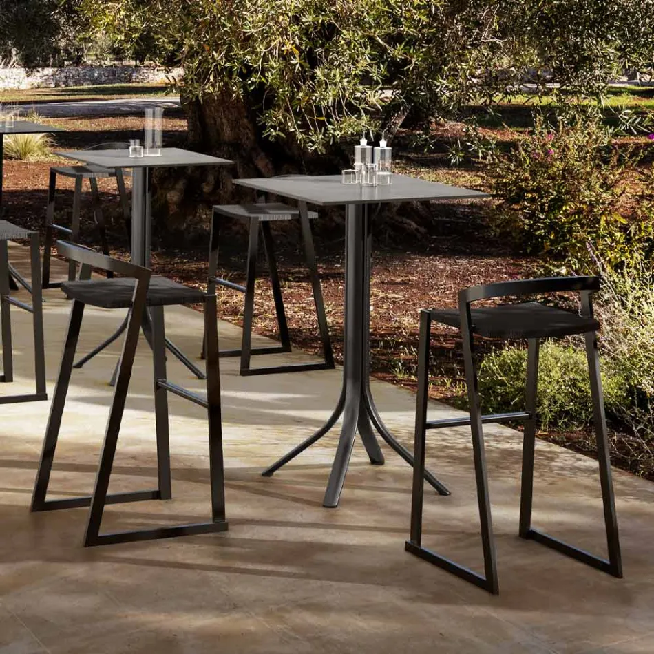 High Outdoor Bar Table with 4 Legs in Aluminium in 2 Colours - Filomena Viadurini