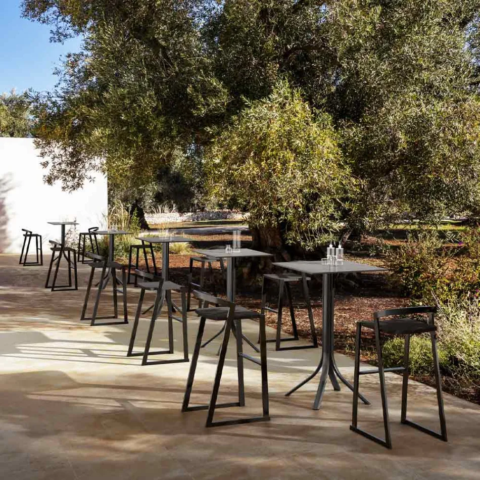 High Outdoor Bar Table with 4 Legs in Aluminium in 2 Colours - Filomena Viadurini