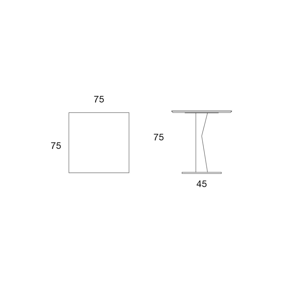 High Square Coffee Table in Inclined Metal and Matt Ceramic Top - Coriko Viadurini
