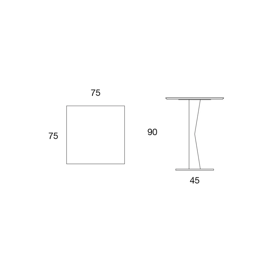 High Square Coffee Table in Inclined Metal and Matt Ceramic Top - Coriko Viadurini