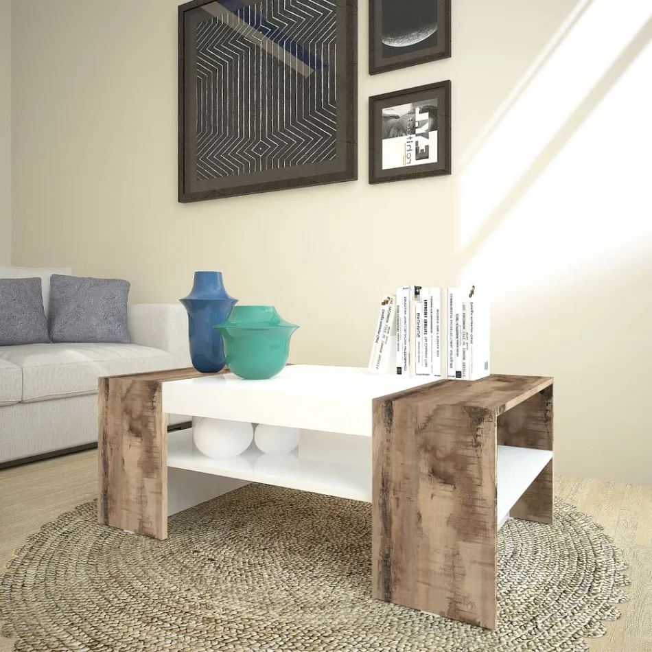 Low Coffee Table for the Lounge in White Wood 3 Finishes - Rames Viadurini