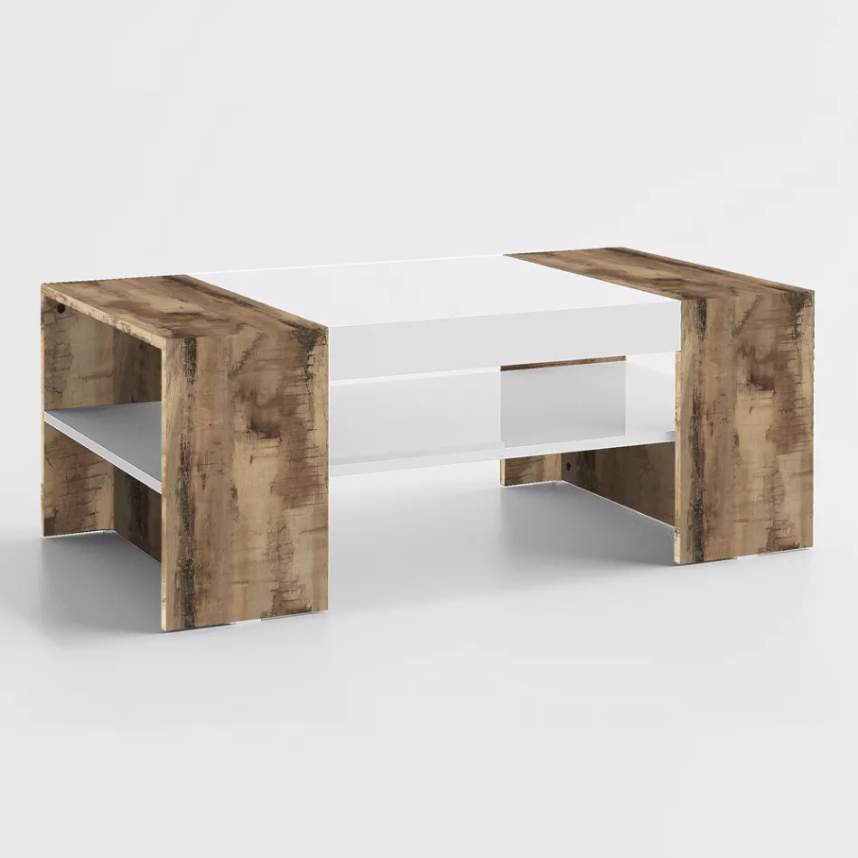 Low Coffee Table for the Lounge in White Wood 3 Finishes - Rames Viadurini