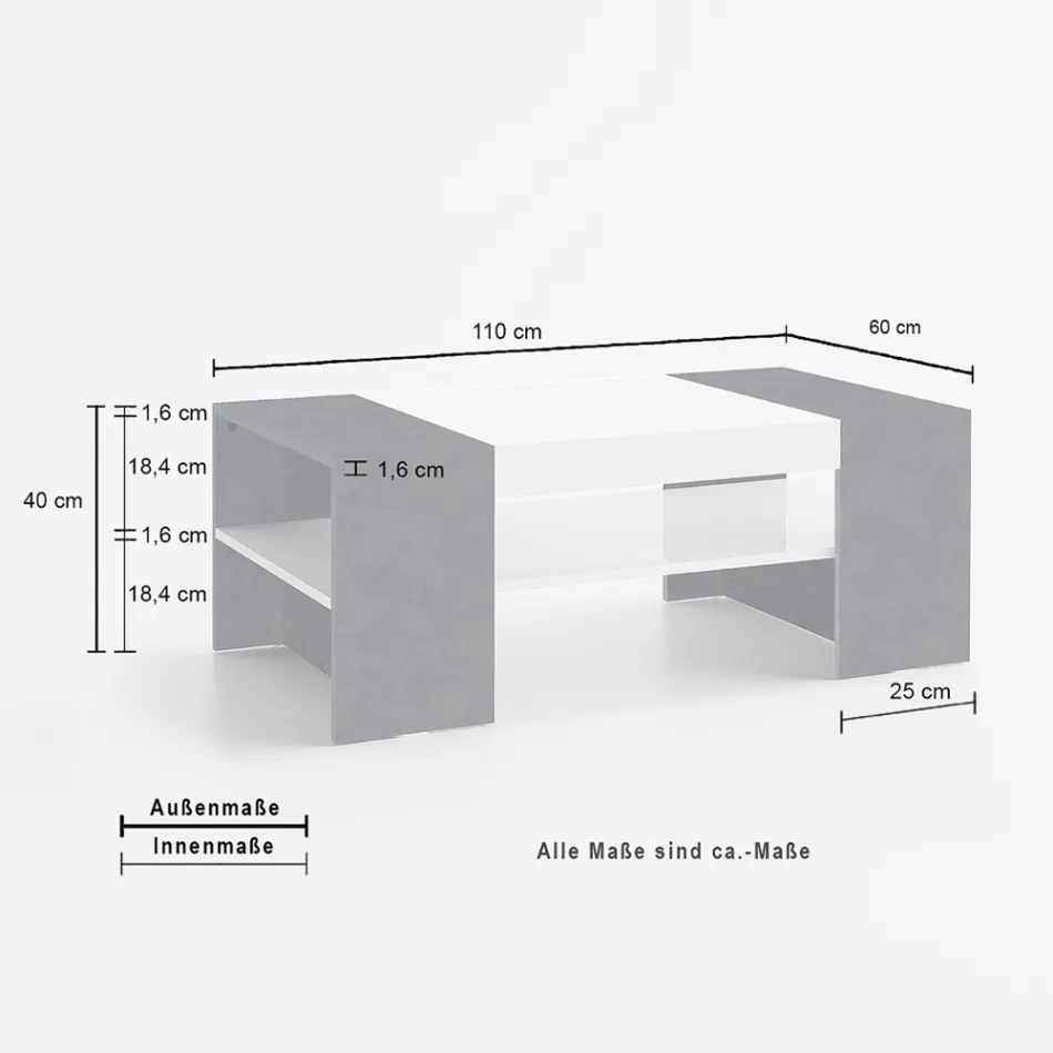 Low Coffee Table for the Lounge in White Wood 3 Finishes - Rames Viadurini