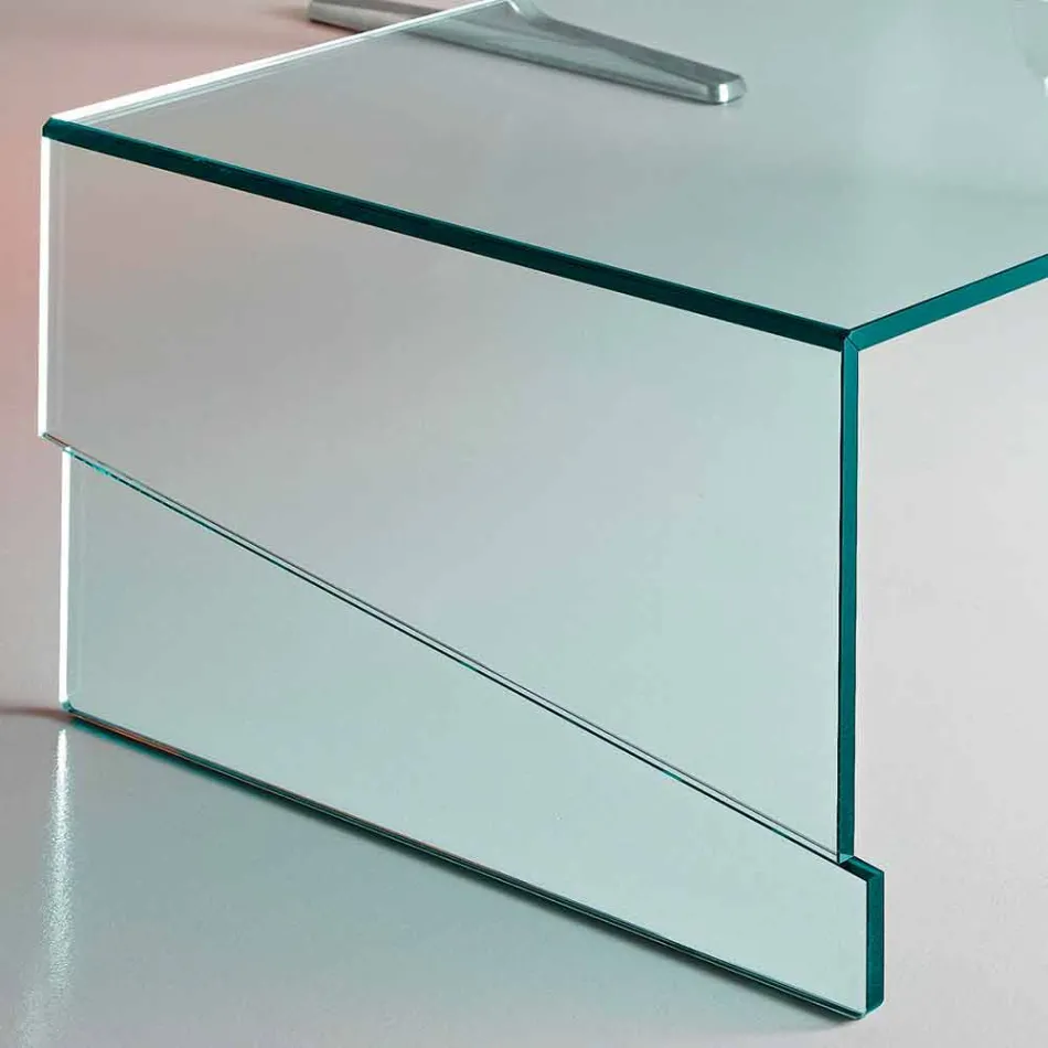 Low Coffee Table for Lounge in Cantilever Transparent Glass - Discount Viadurini
