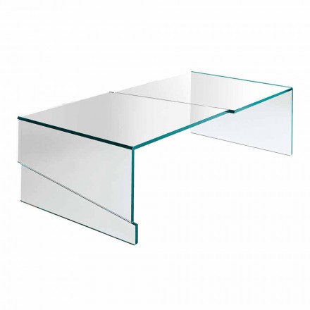 Low Coffee Table for Lounge in Cantilever Transparent Glass - Discount Viadurini