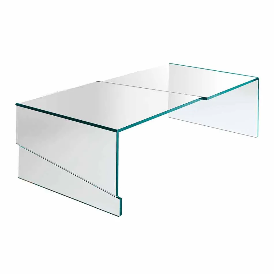 Low Coffee Table for Lounge in Cantilever Transparent Glass - Discount Viadurini
