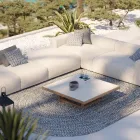 Low Garden Coffee Table with Stoneware Slab Top Made in Italy - Bresson Viadurini