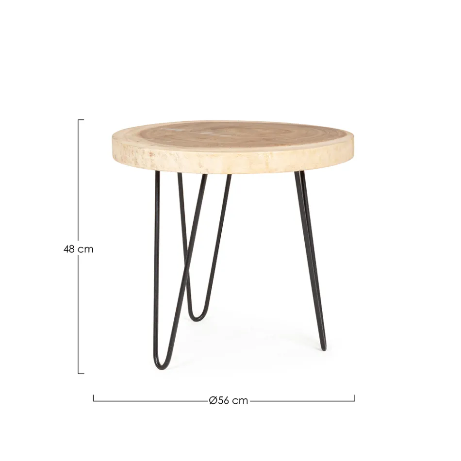 Low Table for Lounge in Aluminium and Top in Natural Wood - Crotone Viadurini