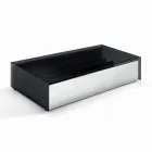 Low Table for Lounge in Smoked Glass and Wooden Drawers 3 Sizes - Mantra Viadurini