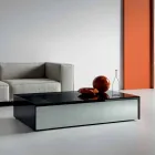 Low Table for Lounge in Smoked Glass and Wooden Drawers 3 Sizes - Mantra Viadurini