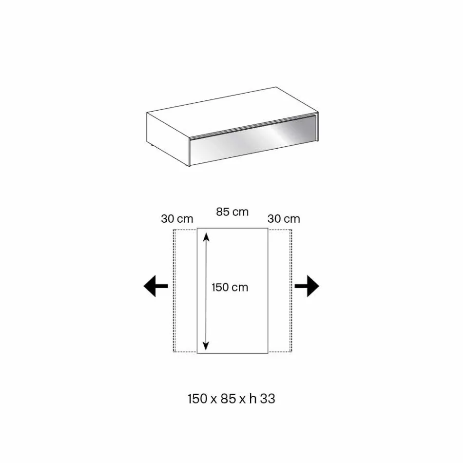 Low Table for Lounge in Smoked Glass and Wooden Drawers 3 Sizes - Mantra Viadurini