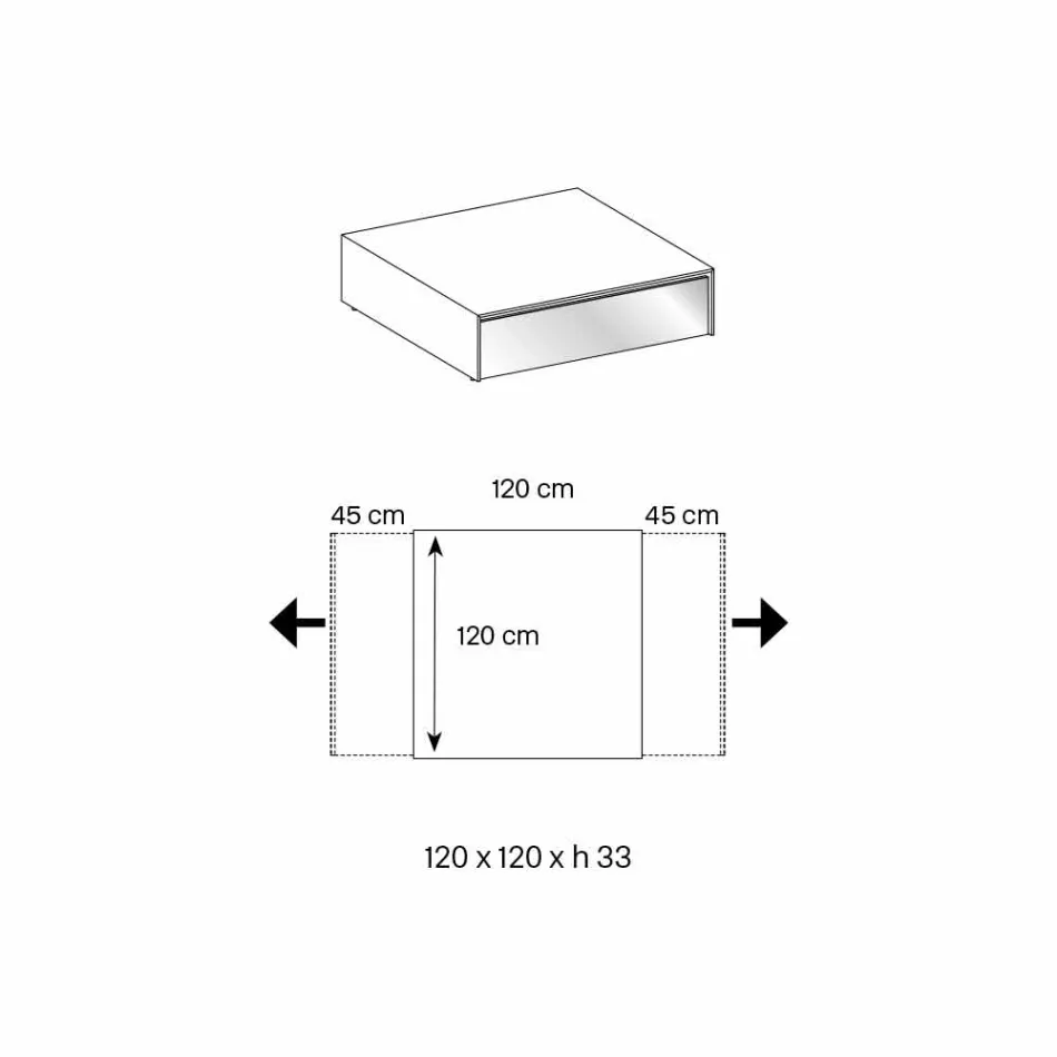 Low Table for Lounge in Smoked Glass and Wooden Drawers 3 Sizes - Mantra Viadurini