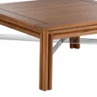 Low Square Coffee Table for Outdoor Lounge in Natural or Black Wood - Suzana Viadurini