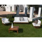 Low Square Coffee Table for Outdoor Lounge in Natural or Black Wood - Suzana Viadurini