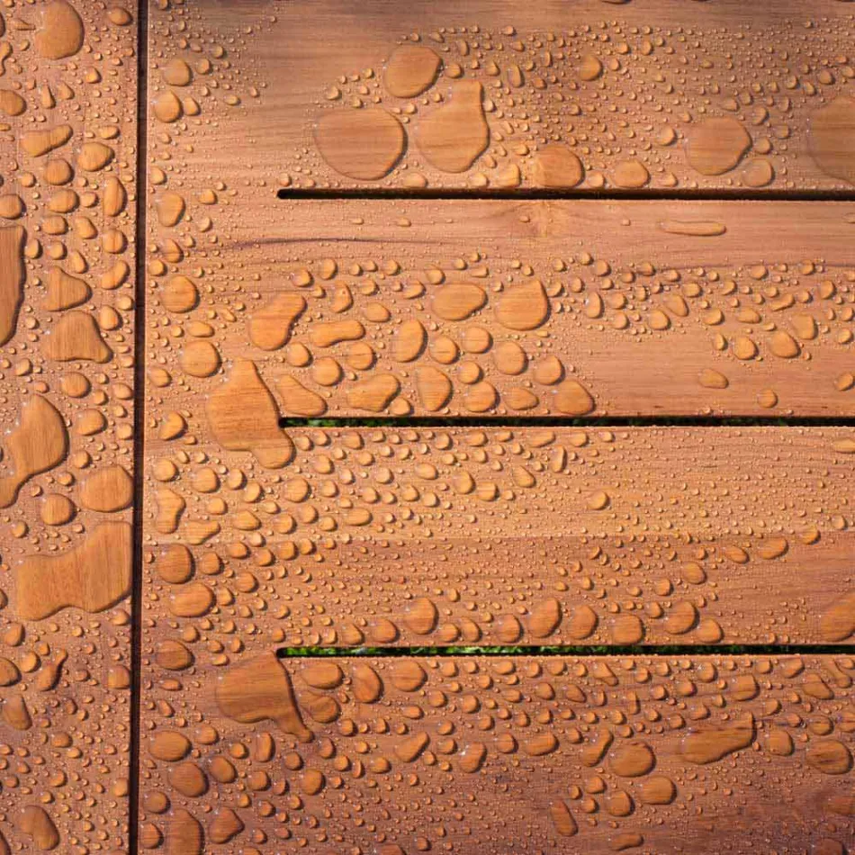 Low Square Coffee Table for Outdoor Lounge in Natural or Black Wood - Suzana Viadurini