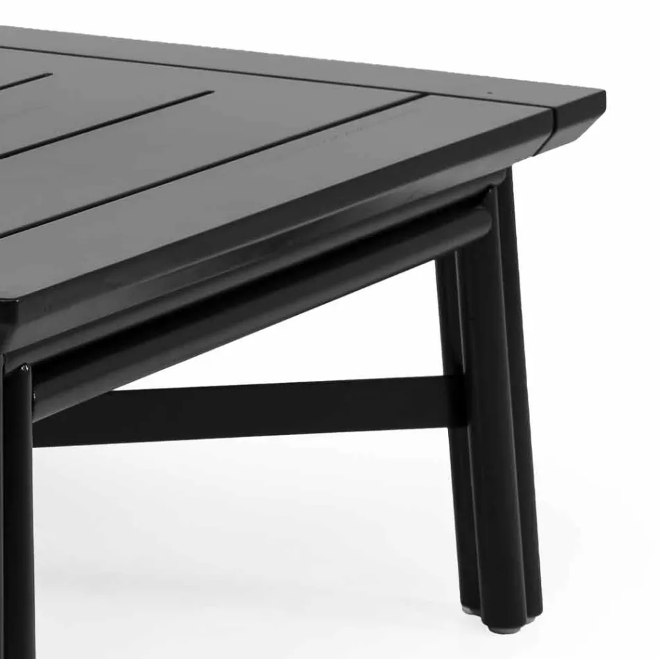 Low Square Coffee Table for Outdoor Lounge in Natural or Black Wood - Suzana Viadurini