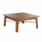 Low Square Coffee Table for Outdoor Lounge in Natural or Black Wood - Suzana Viadurini