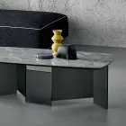 Low Coffee Table Lounge Ceramic Top and Smoked Glass Legs 3 Sizes - Random Viadurini