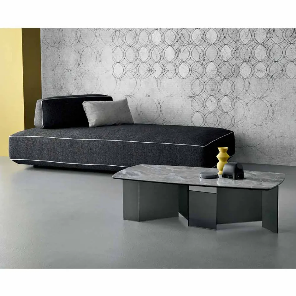 Low Coffee Table Lounge Ceramic Top and Smoked Glass Legs 3 Sizes - Random Viadurini