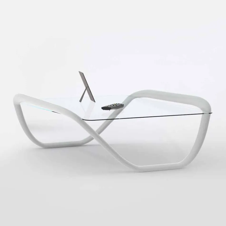 White table modern design in glass and Adamantx® Continuum Viadurini