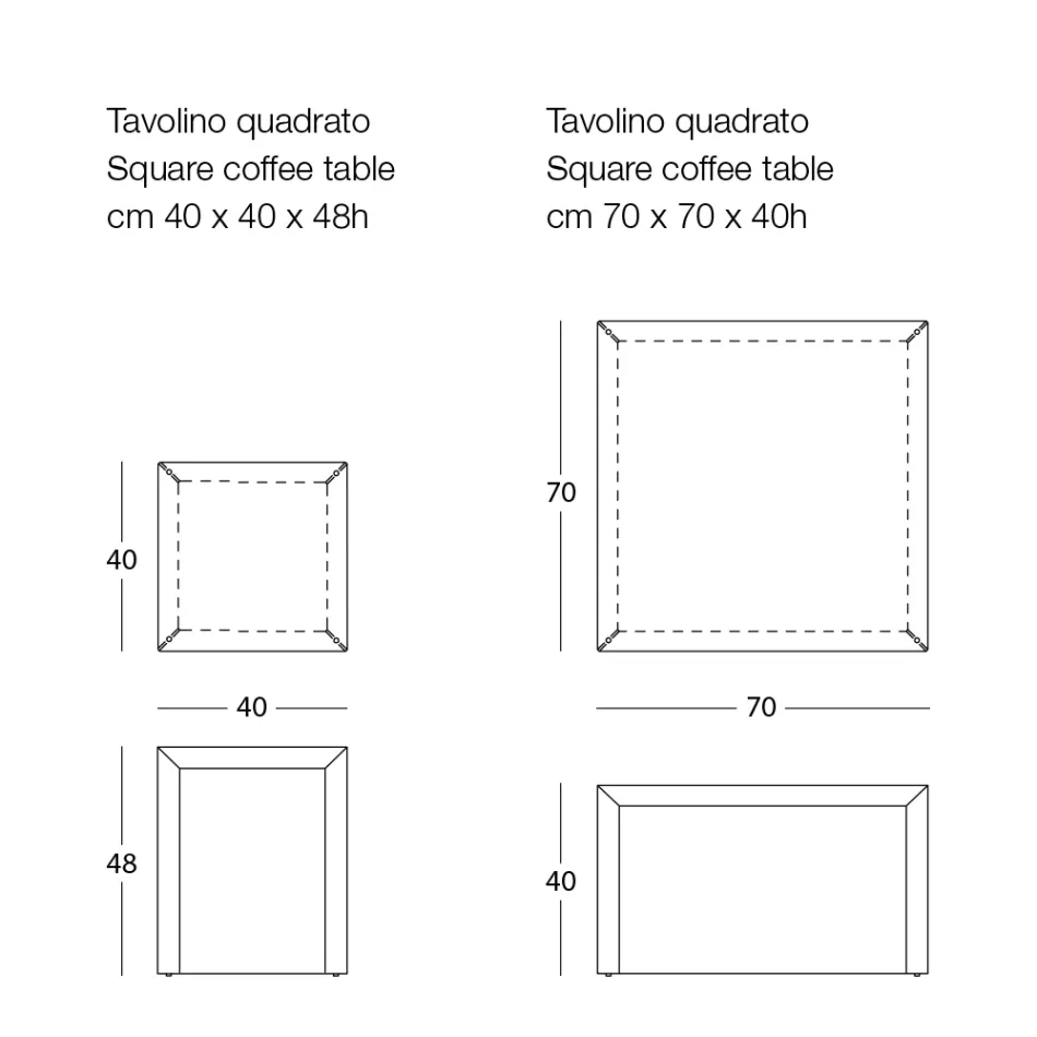 Square Design Metal Coffee Table in 2 Sizes - Josyane Viadurini