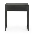 Bedside Table in Steel and Mango Wood of Ethnic Design - Mireo Viadurini