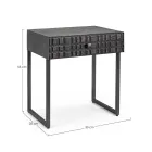 Bedside Table in Steel and Mango Wood of Ethnic Design - Mireo Viadurini