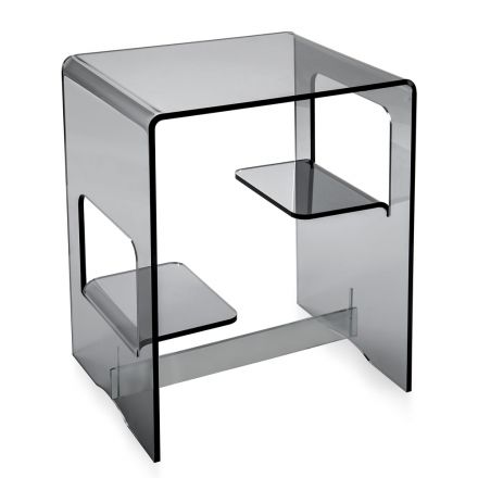Bedside Table in Transparent or Smoked Plexiglass Made in Italy - Lollao Viadurini