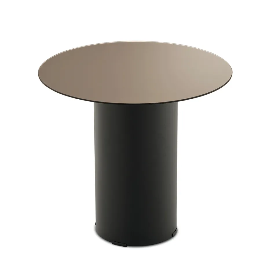 Coffee Table with Metal Base and Ø45 cm Mirror or Glass Top - Flaminia Viadurini