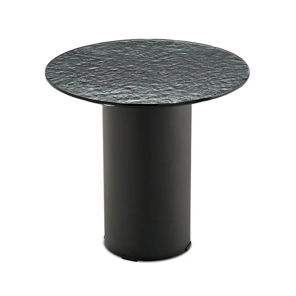 Coffee Table with Metal Base and Ø45 cm Mirror or Glass Top - Flaminia Viadurini