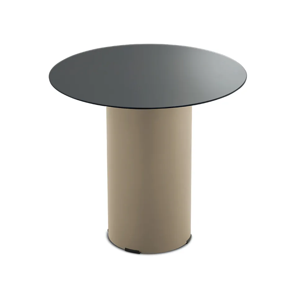 Coffee Table with Metal Base and Ø45 cm Mirror or Glass Top - Flaminia Viadurini