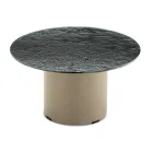 Coffee Table with Metal Base and Ø60 cm Mirror or Glass Top - Flaminia Viadurini