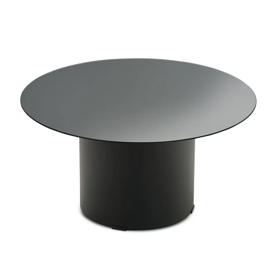 Coffee Table with Metal Base and Ø60 cm Mirror or Glass Top - Flaminia Viadurini