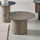 Coffee Table with Metal Base and Ø60 cm Mirror or Glass Top - Flaminia Viadurini
